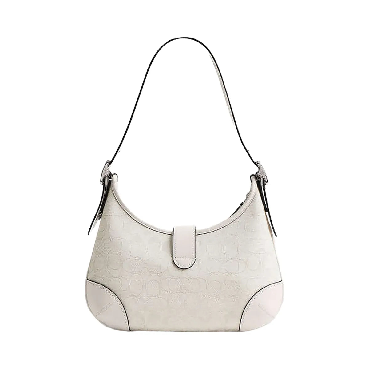 Coach Hamptons Hobo Bag In Signature Jacquard Signature Jacquard-Silver-Cloud Chalk