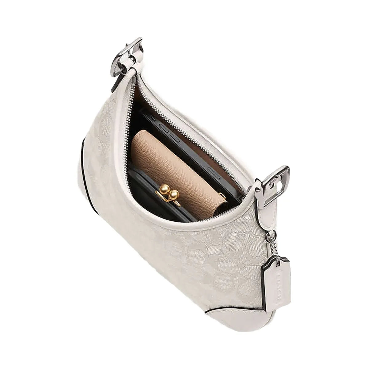 Coach Hamptons Hobo Bag In Signature Jacquard Signature Jacquard-Silver-Cloud Chalk