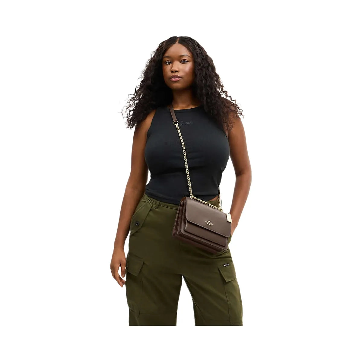 Coach Klare Crossbody Bag Calf Leather-Gold-Dark Stone