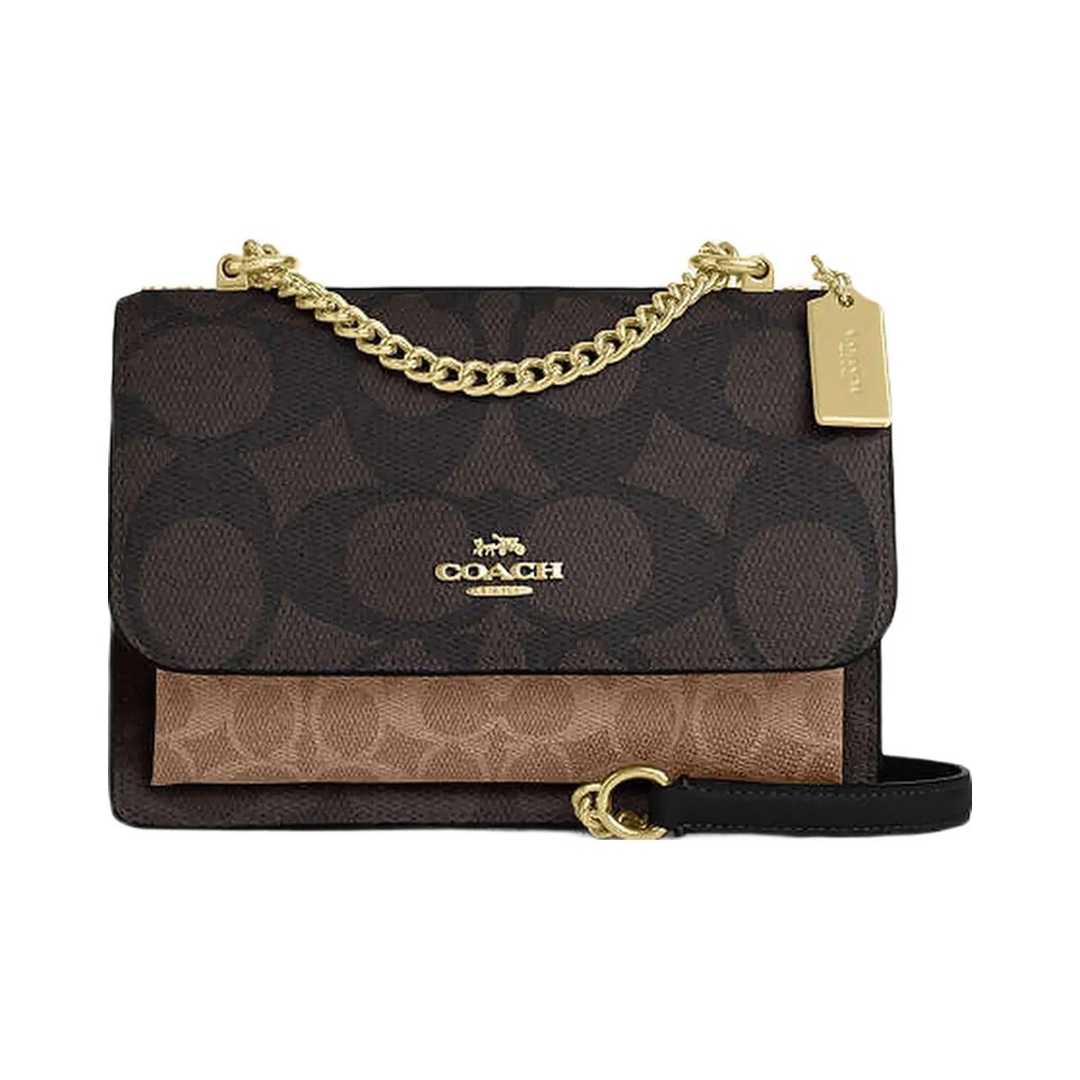 Coach Klare Crossbody Bag In Blocked Signature Canvas Signature Canvas-Gold-Walnut-Tan