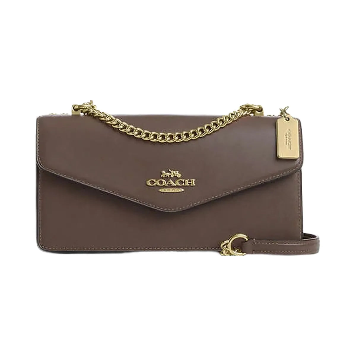 Coach Klare Envelope Crossbody Bag Calf Leather-Gold-Dark Stone