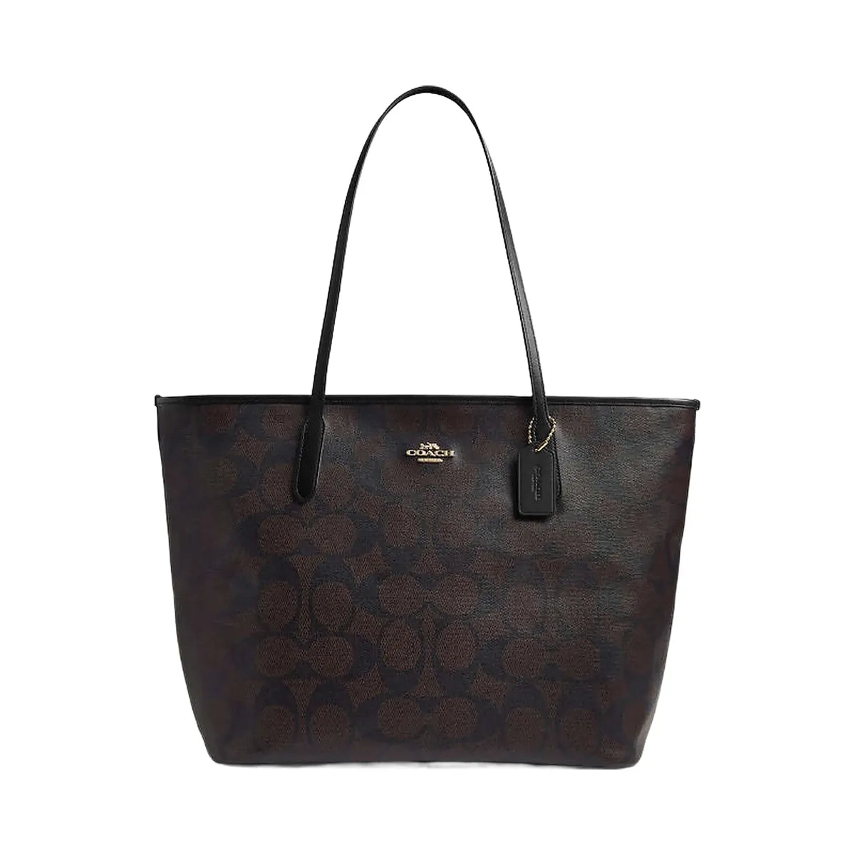 Coach Large City Tote Bag In Maxi Signature Canvas Signature Canvas-Gold-Walnut-Black