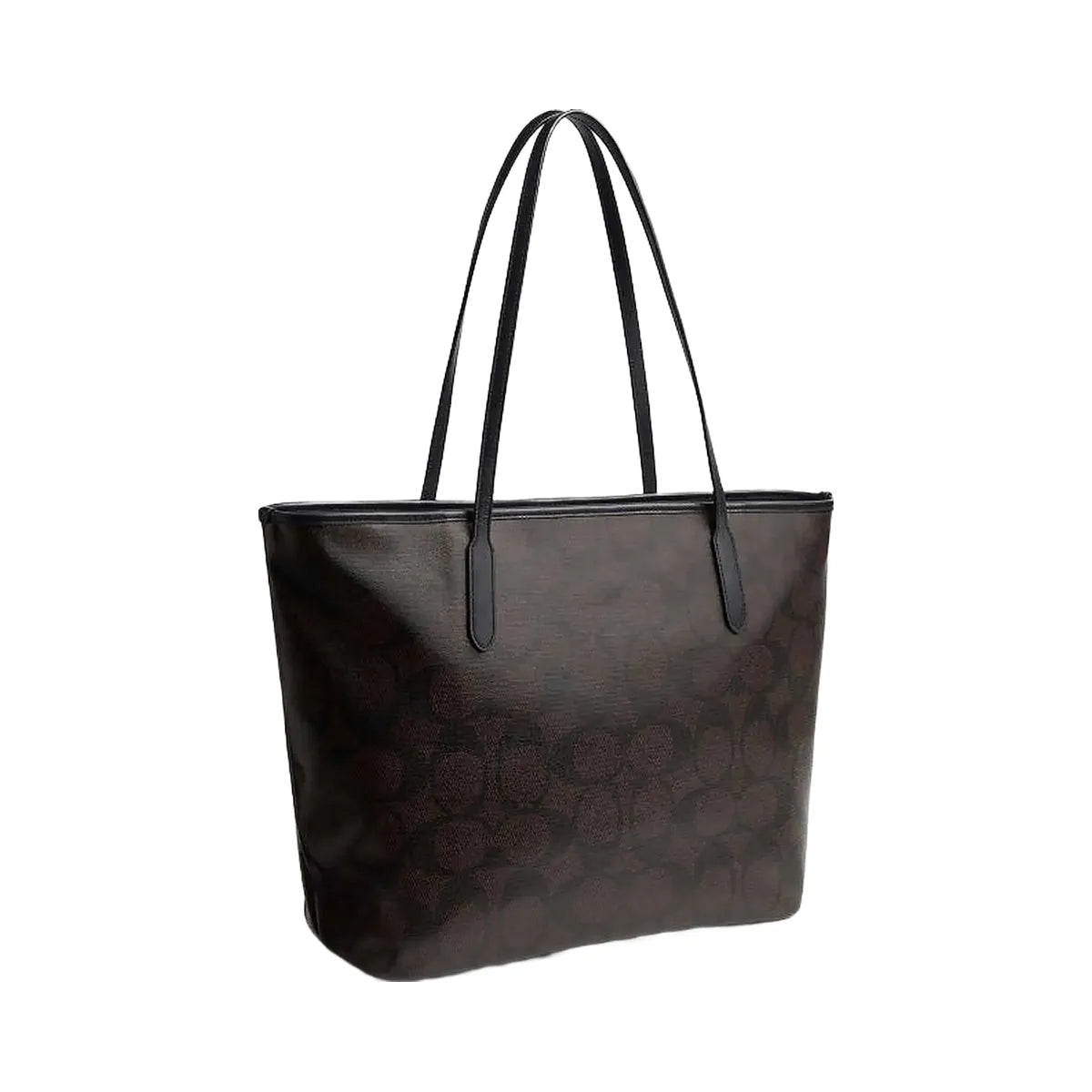 Coach Large City Tote Bag In Maxi Signature Canvas Signature Canvas-Gold-Walnut-Black