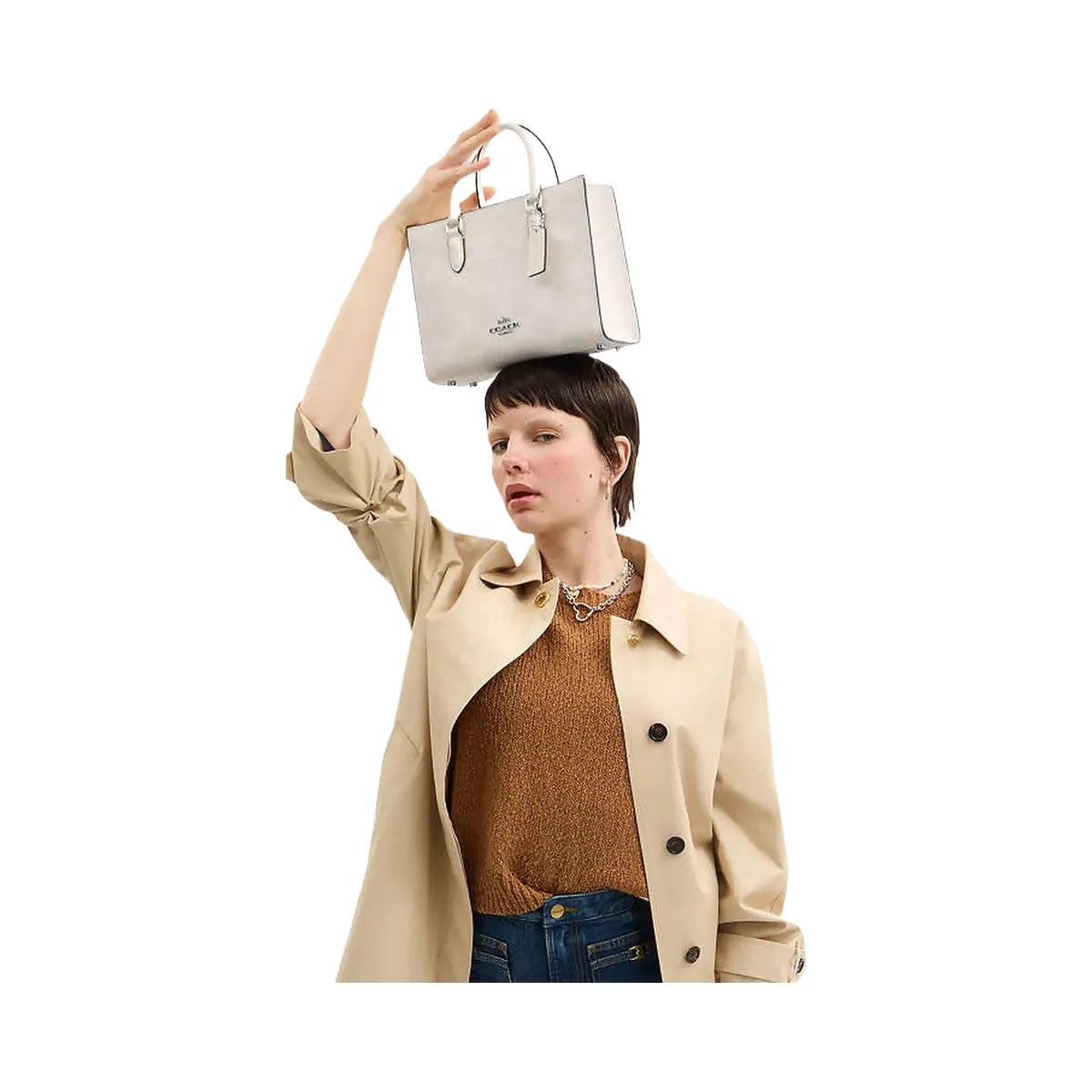 Coach Maggie Small Tote Bag In Signature Canvas Sv-White-Chalk