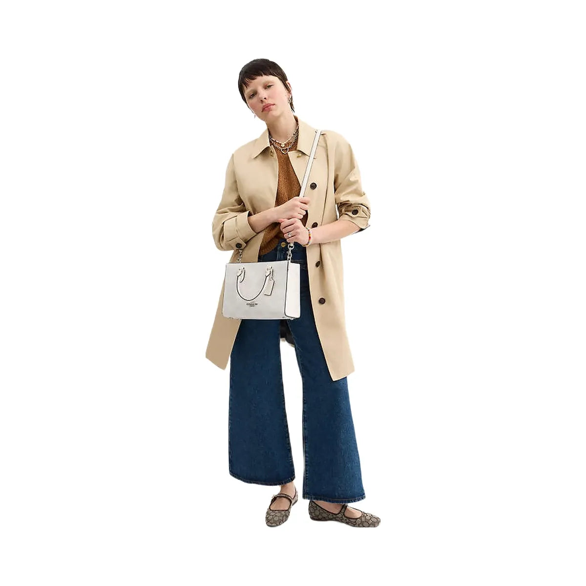 Coach Maggie Small Tote Bag In Signature Canvas Sv-White-Chalk