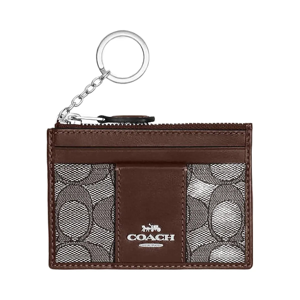 Coach Mini Id Skinny In Signature Jacquard Signature Jacquard-Silver-Oak-Maple