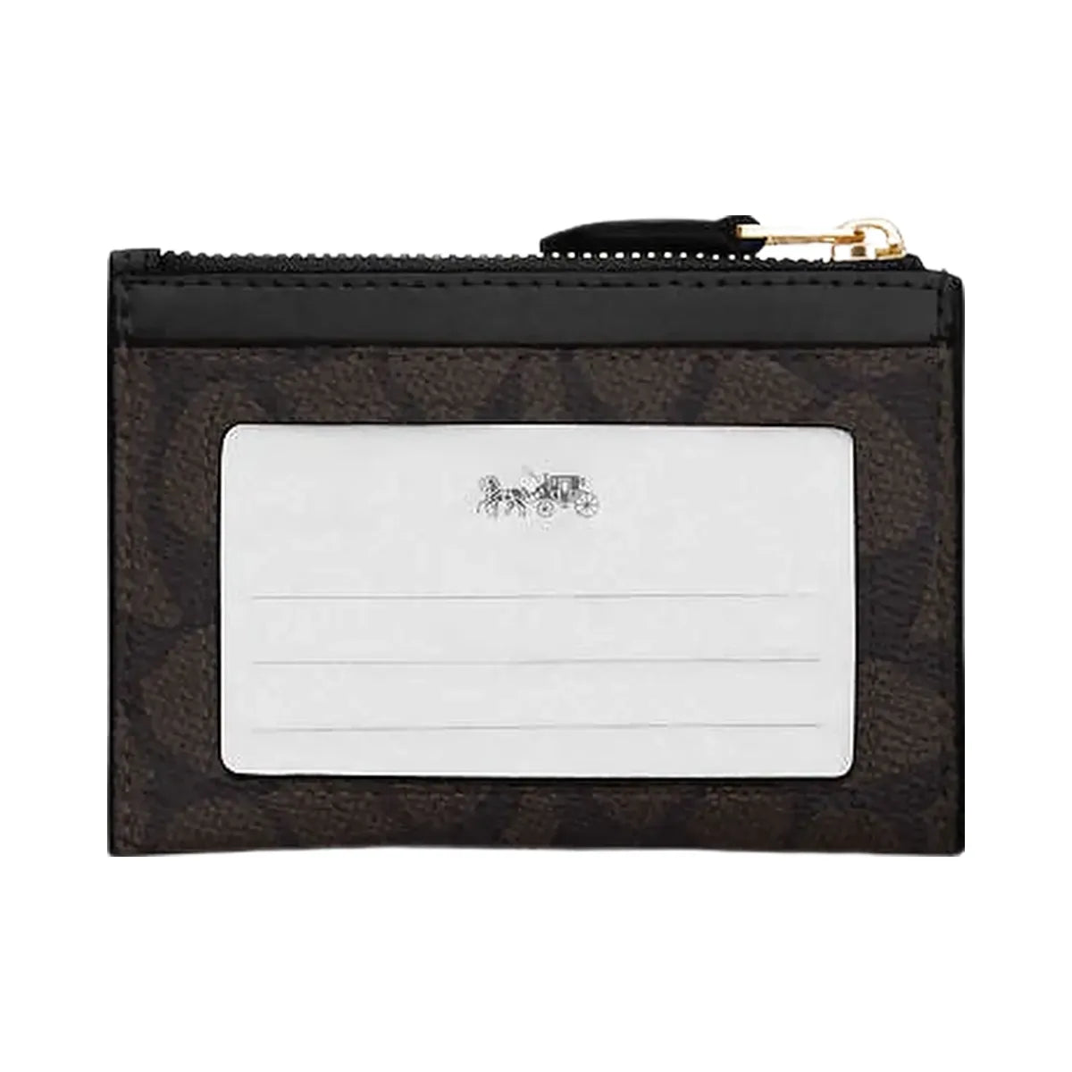 Coach Mini Skinny Id Case In Signature Canvas Signature Canvas-Gold-Walnut-Black