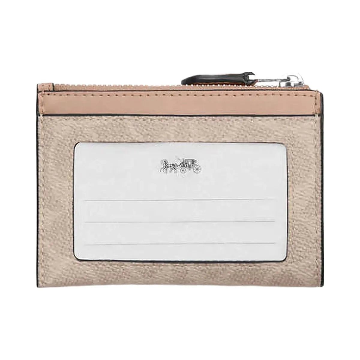 Coach Mini Skinny Id Case In Signature Canvas Signature Canvas-Silver-Sand-Taupe