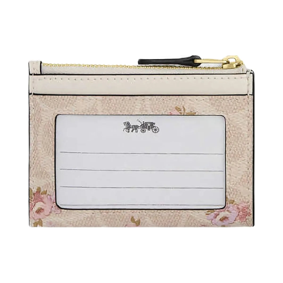 Coach Mini Skinny Id Case In Signature Canvas With Floral Print Gold-Sand Multi