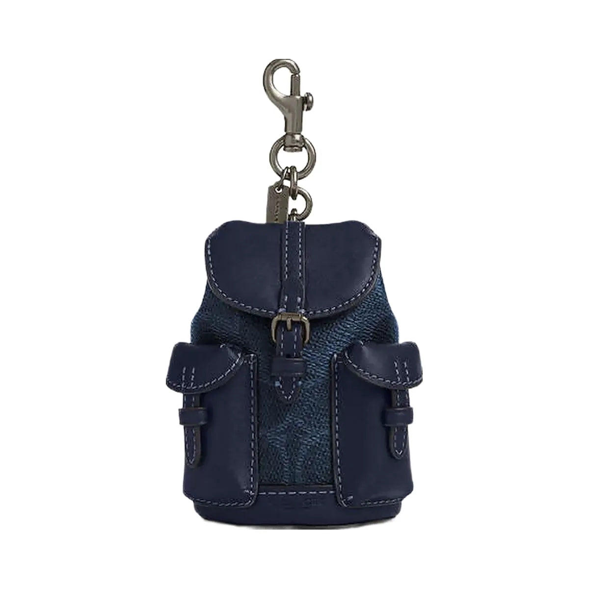 Coach Mini Warner Backpack Bag Charm In Signature Canvas Signature Canvas-Gunmetal-Denim-Midnight Navy