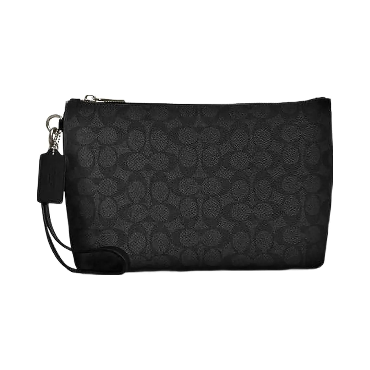 Coach Pouch In Signature Canvas Signature Canvas-Gunmetal-Charcoal-Black