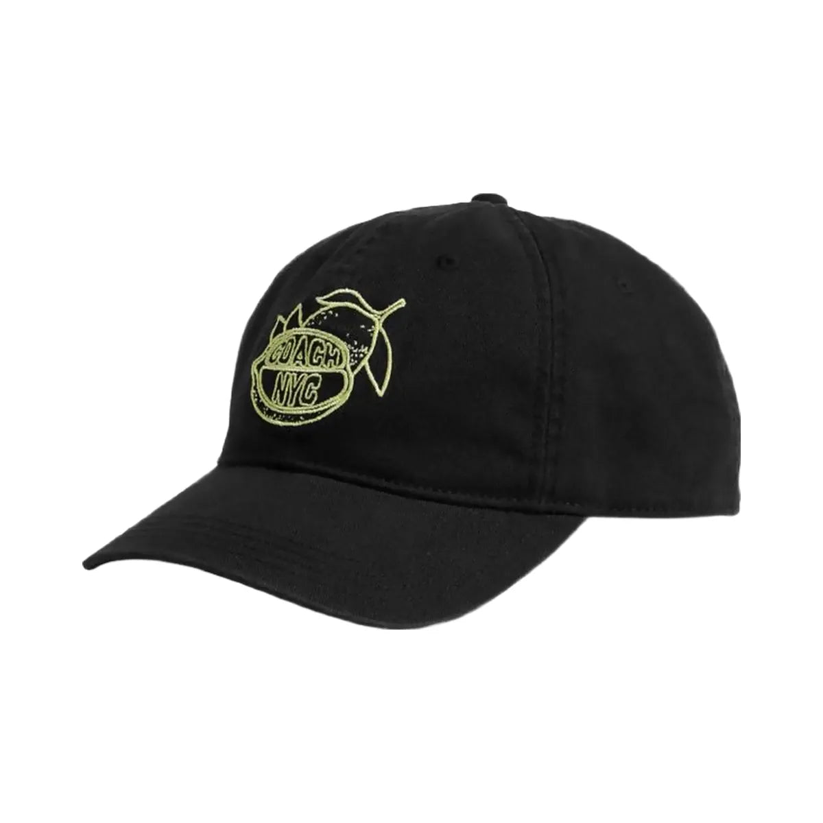Coach Retro Sliced Lemon Print Baseball Hat Black Yellow