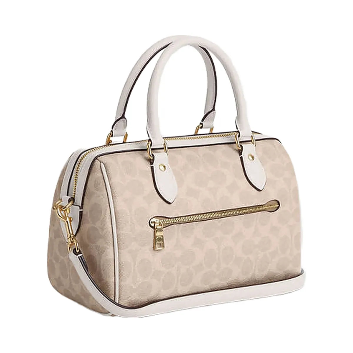 Coach Rowan Satchel Bag In Signature Canvas Signature Canvas-Gold-Sand-Chalk