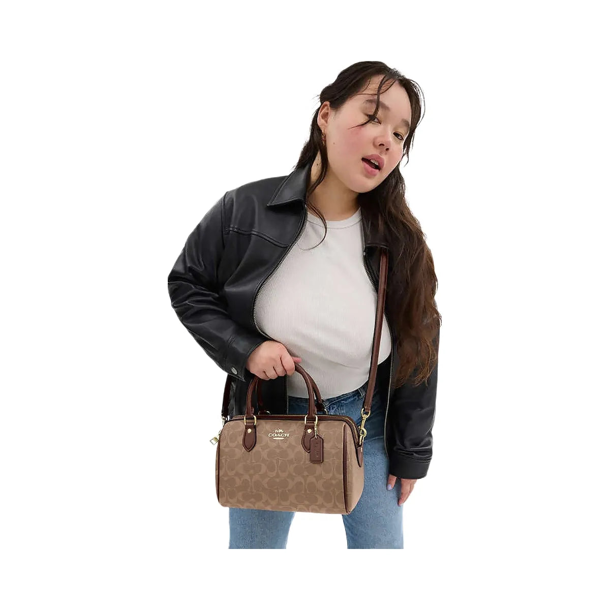 Coach Rowan Satchel Bag In Signature Canvas Signature Canvas-Gold-Tan-Brown