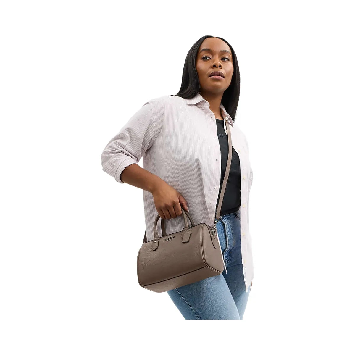 Coach Rowan Satchel Bag Pebbled Leather-Qb-Dark Stone