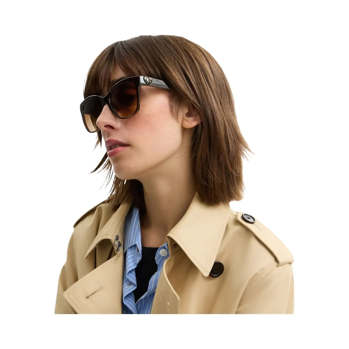 Coach Signature Heart Oversized Square Sunglasses Milky Brown