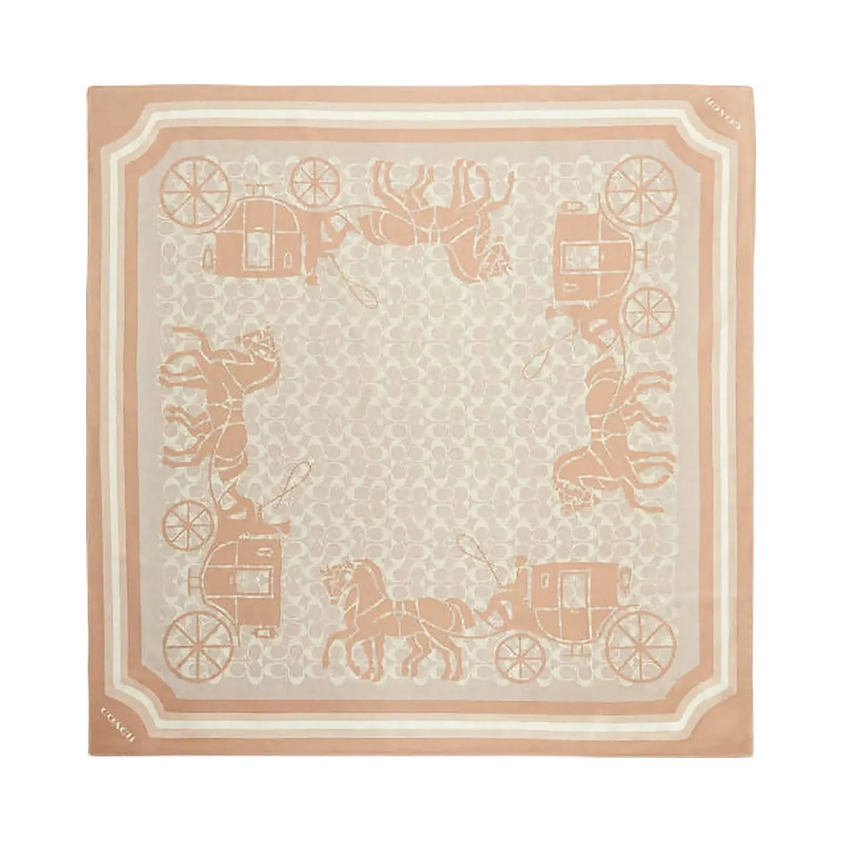 Coach Signature Horse And Carriage Print Silk Square Scarf Taupe