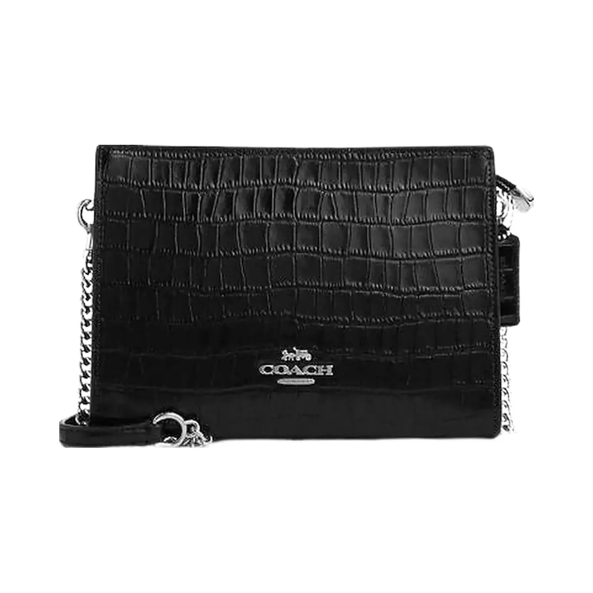 Coach Slim Crossbody Bag Novelty Leather-Silver-Black