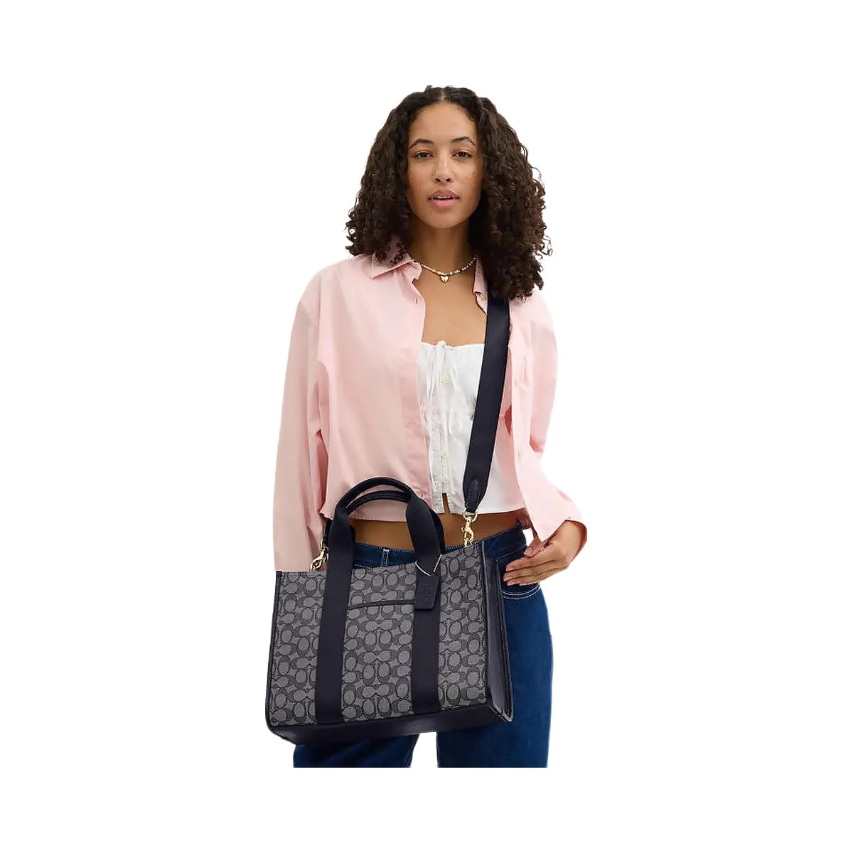 Coach Smith Tote Bag In Signature Jacquard Signature Jacquard-Gold-Navy-Midnight Navy