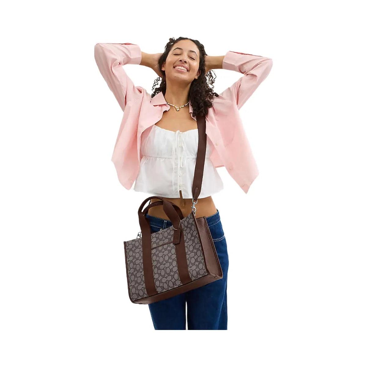 Coach Smith Tote Bag In Signature Jacquard Signature Jacquard-Silver-Oak-Maple