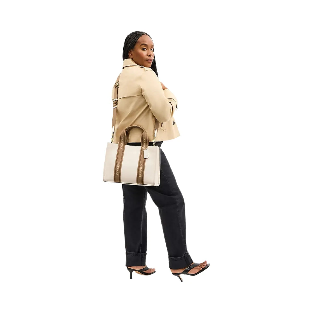 Coach Smith Tote Bag Pebbled Leather-Gold-Chalk Multi