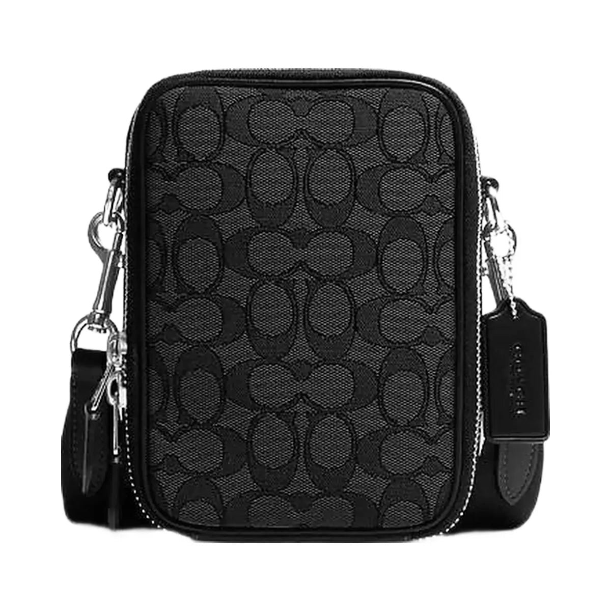 Coach Stanton Crossbody Bag In Signature Jacquard Signature Jacquard-Silver-Charcoal-Black