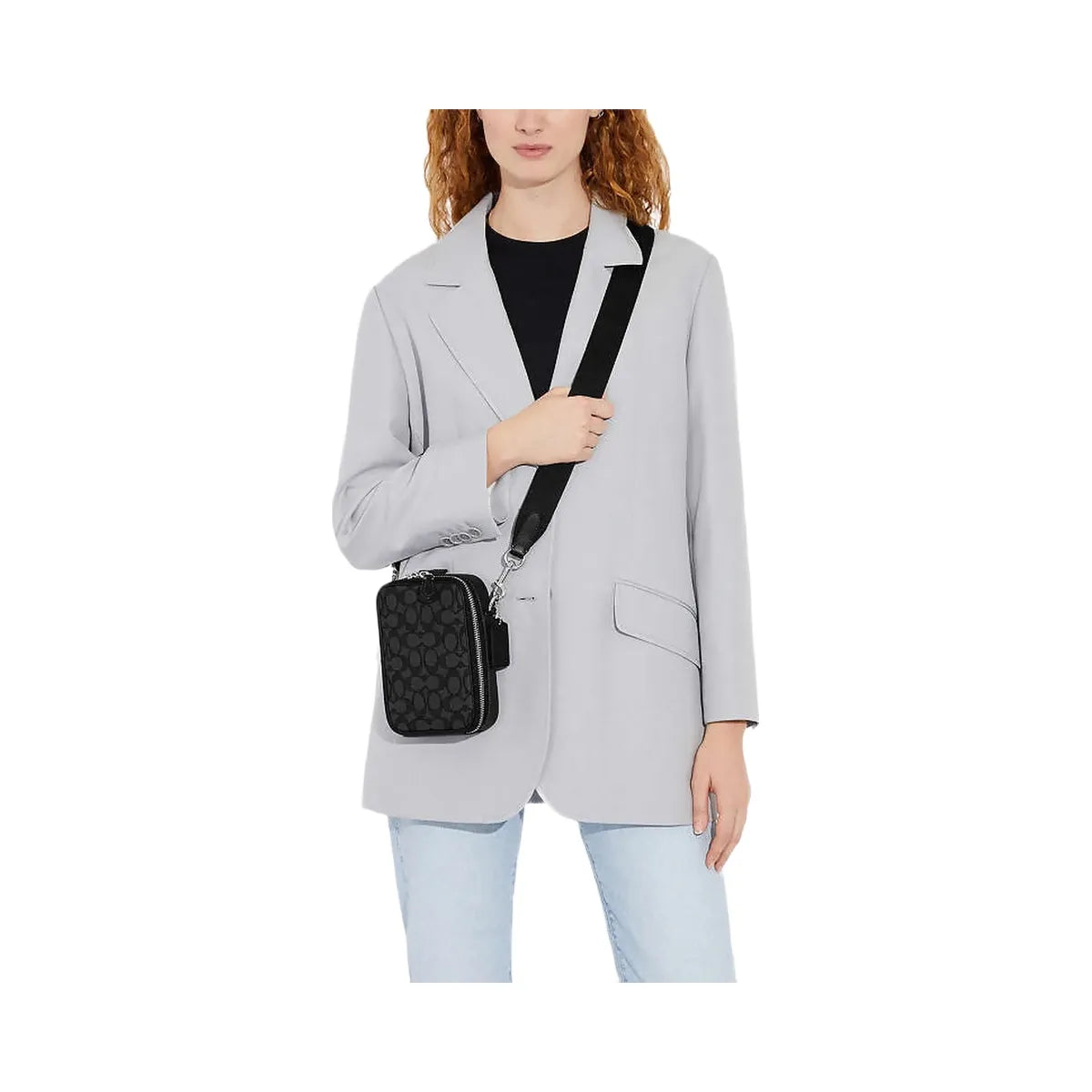 Coach Stanton Crossbody Bag In Signature Jacquard Signature Jacquard-Silver-Charcoal-Black