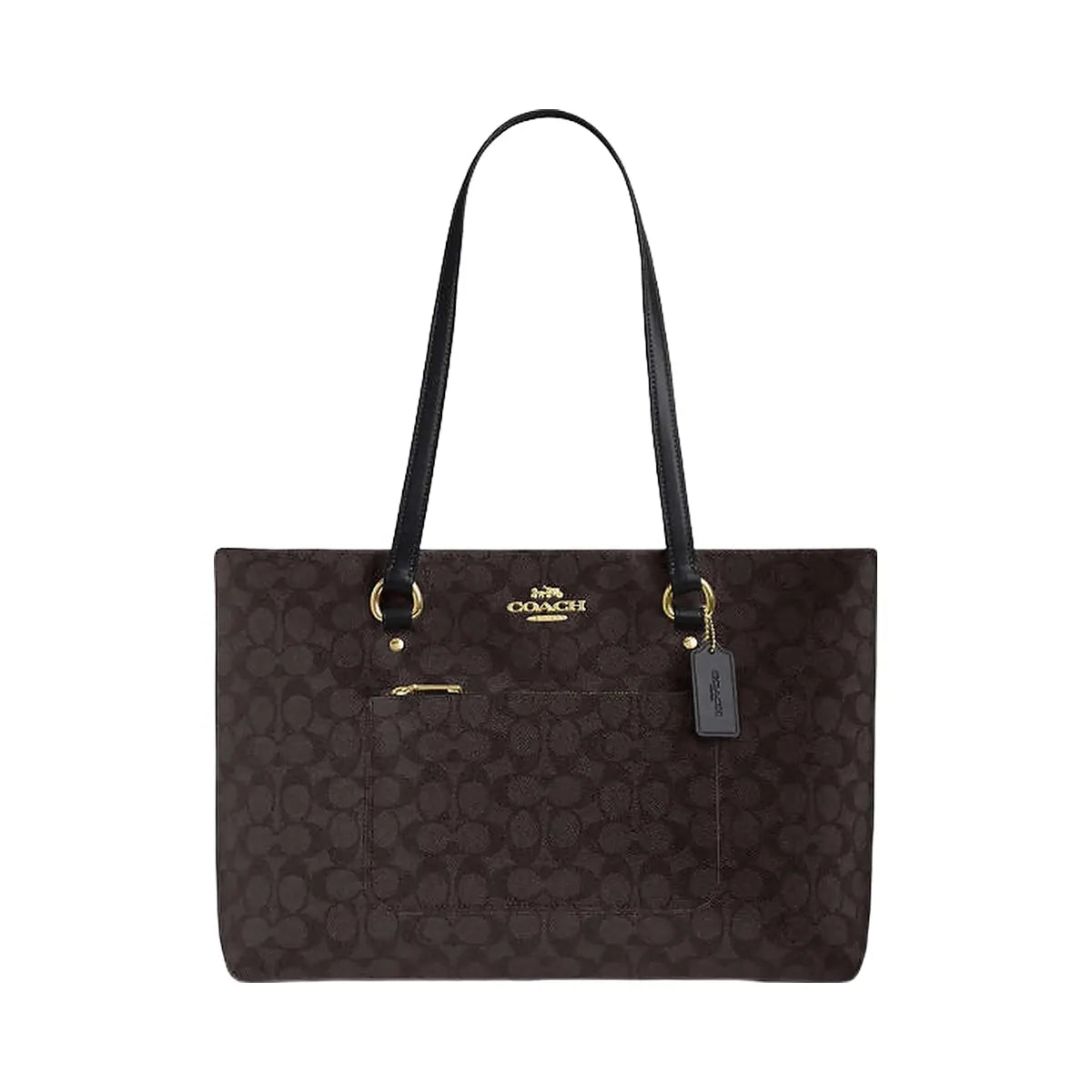Coach Station Tote Bag In Signature Canvas Signature Canvas-Gold-Walnut-Black