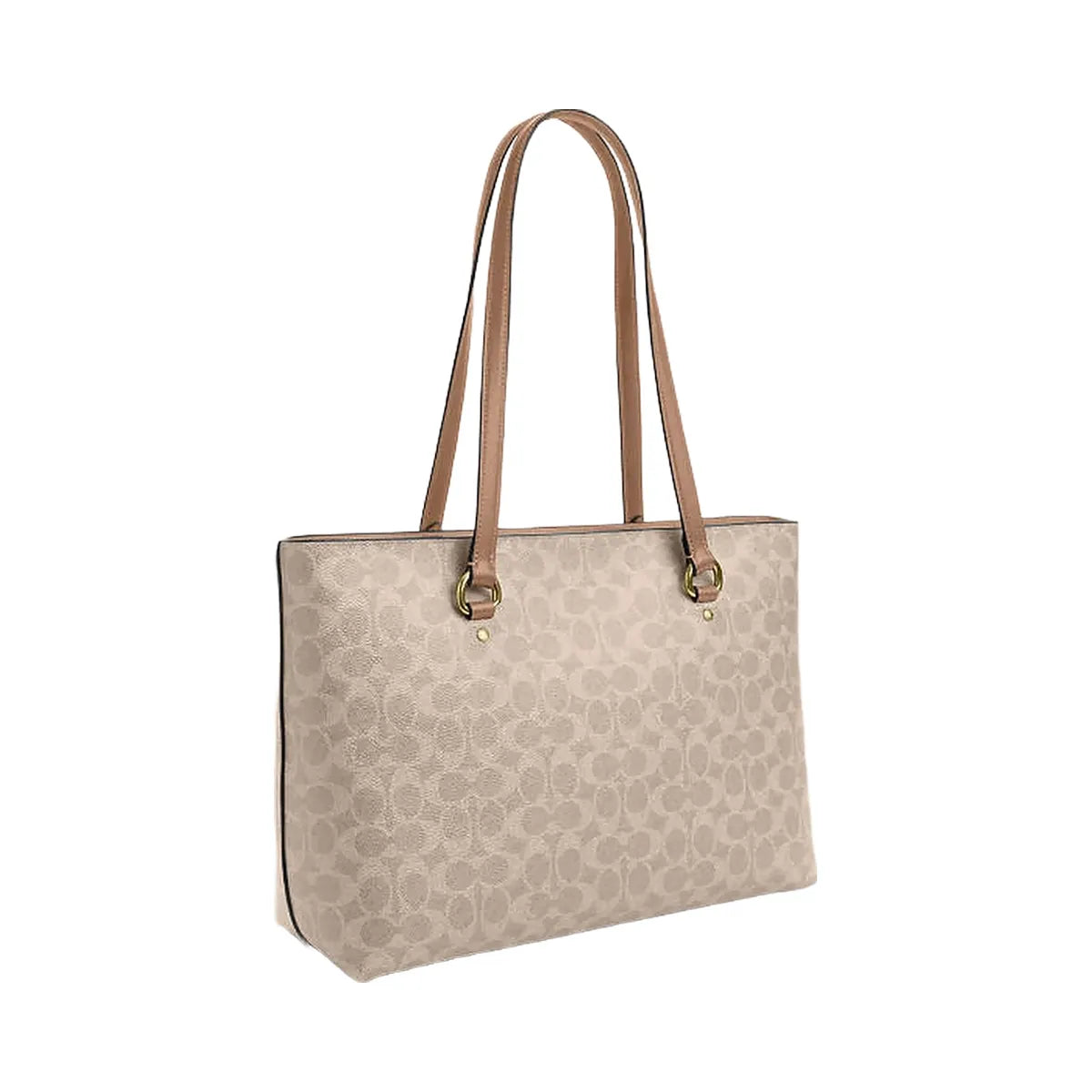 Coach Station Tote Bag In Signature Canvas Signature Canvas-Silver-Sand-Taupe