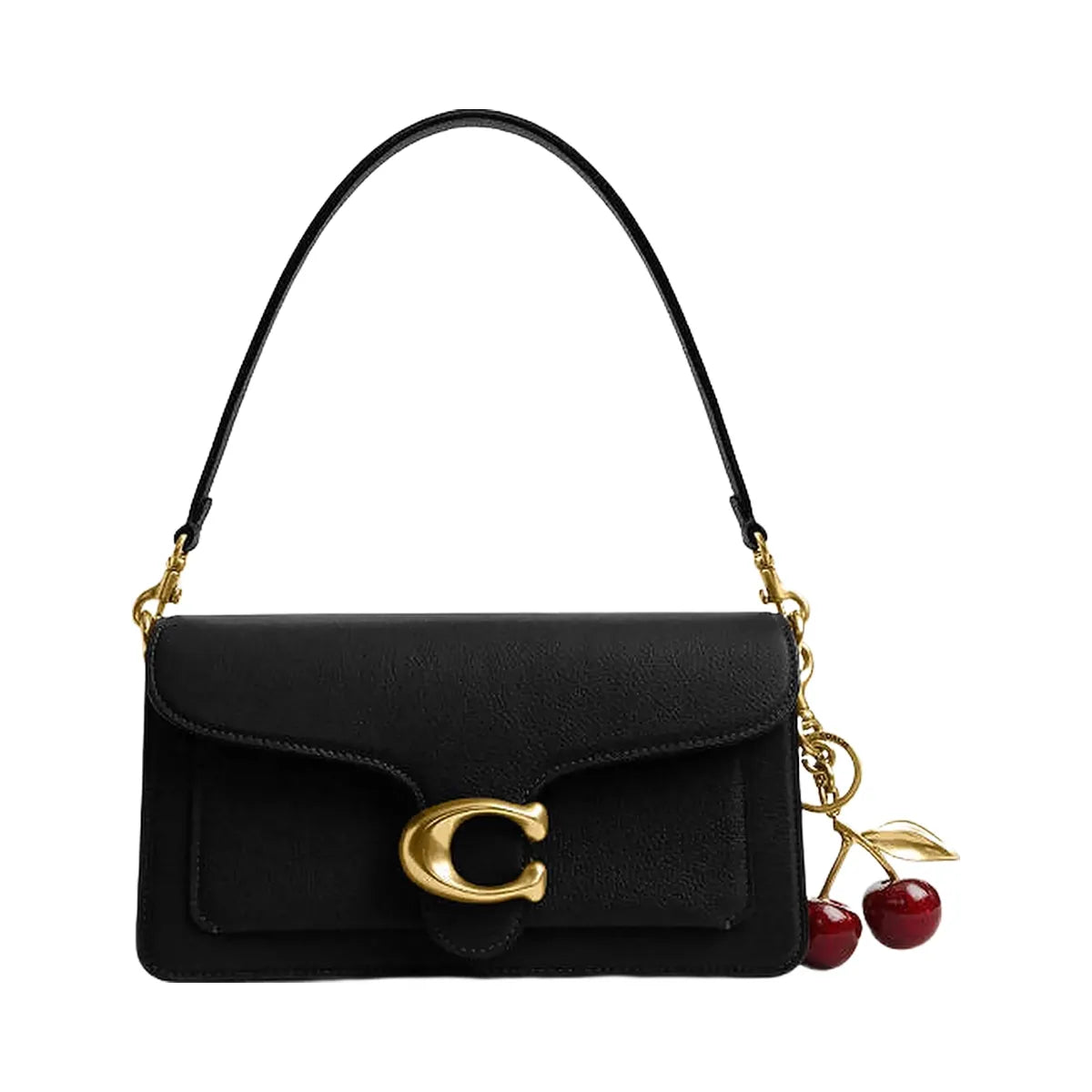 Coach Tabby Shoulder Bag 26 Polished Pebble Leather-Brass-Black