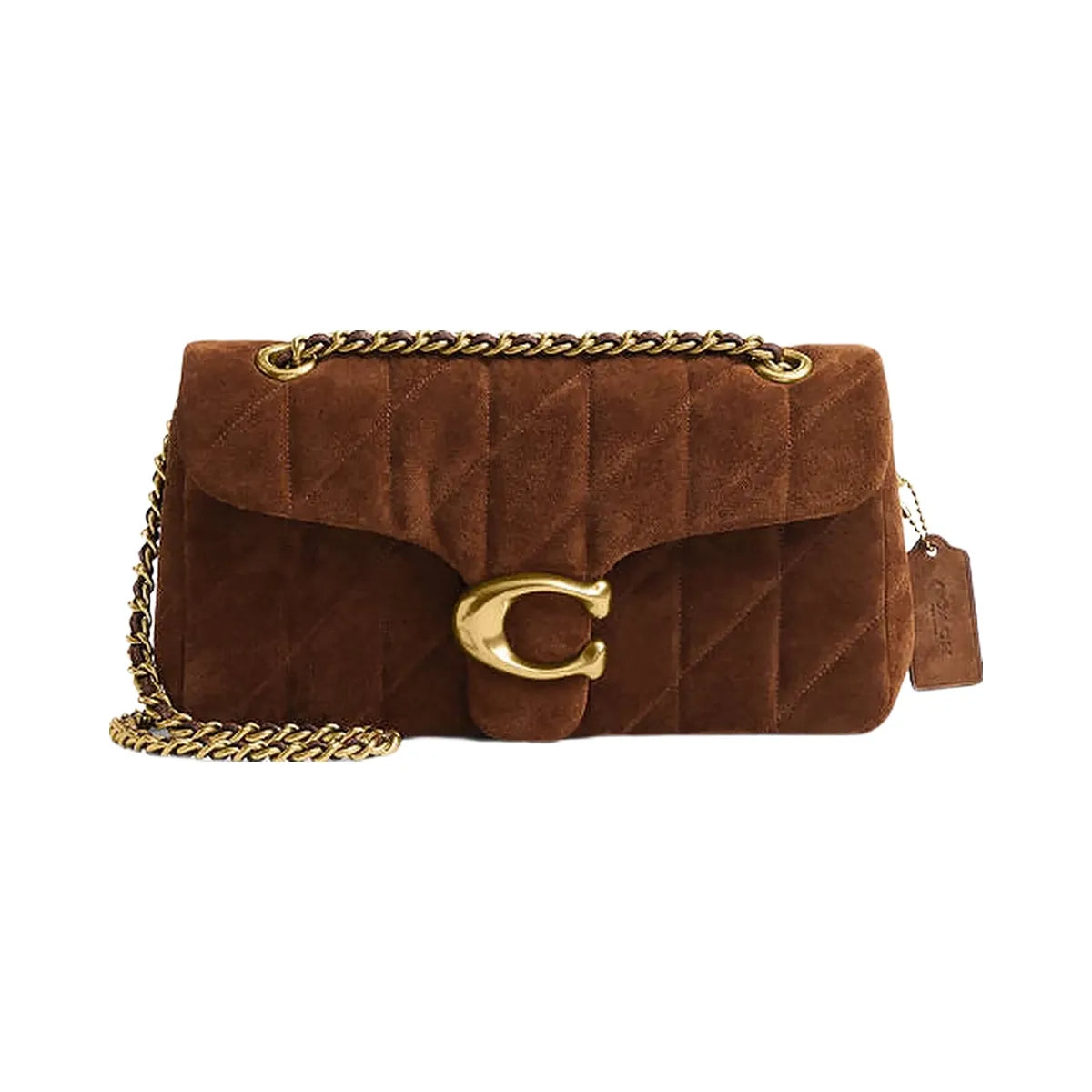Coach Tabby Shoulder Bag 26 With Quilting Suede-Brass-Warm Brown