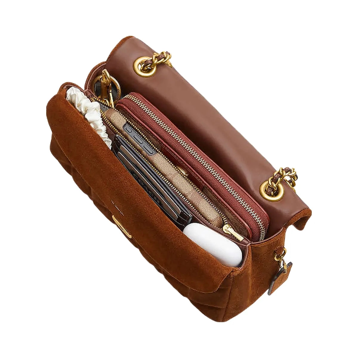 Coach Tabby Shoulder Bag 26 With Quilting Suede-Brass-Warm Brown