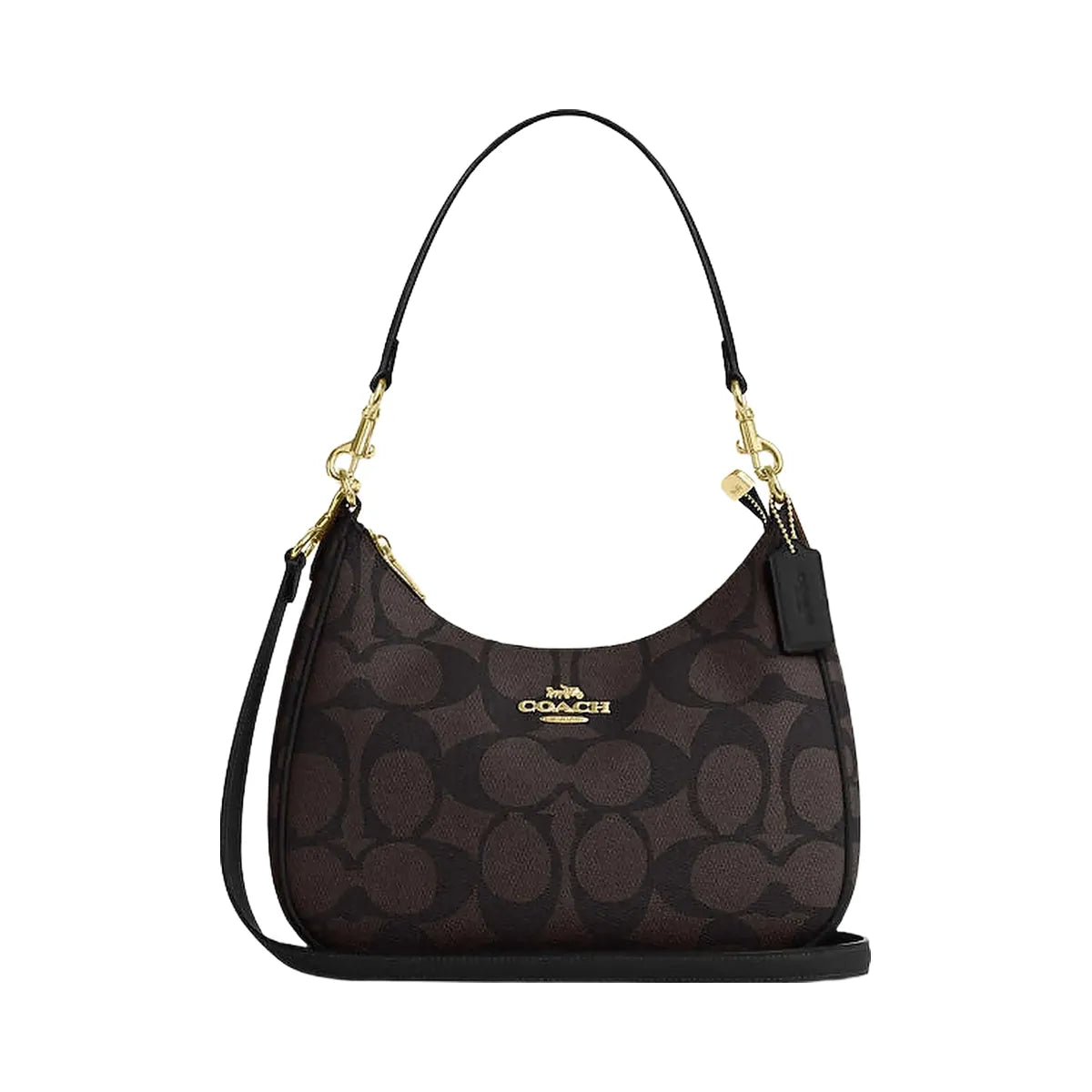 Coach Teri Hobo Bag In Blocked Signature Canvas Signature Canvas-Gold-Walnut-Tan