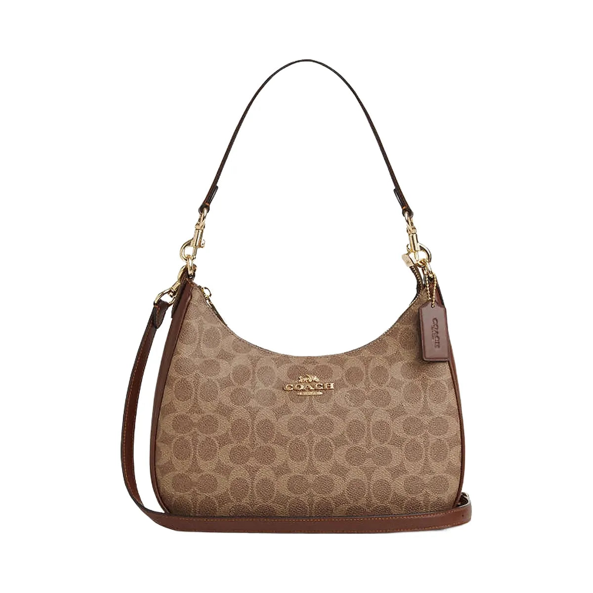 Coach Teri Hobo Bag In Signature Canvas Signature Canvas-Gold-Tan-Brown