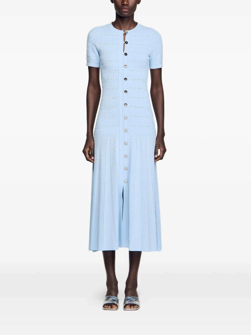 buttoned knitted midi dress