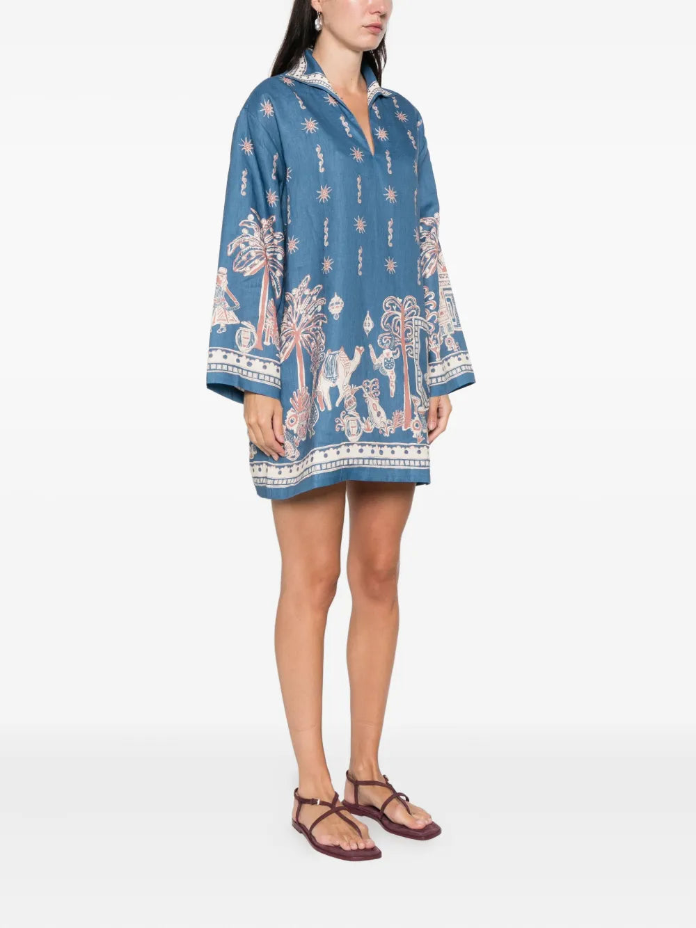 Acacia collared graphic-print mini dress