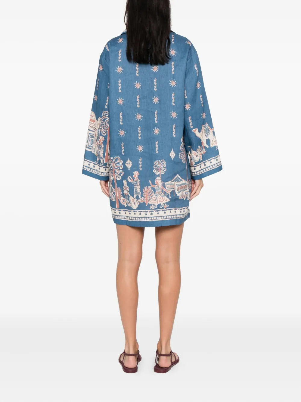 Acacia collared graphic-print mini dress