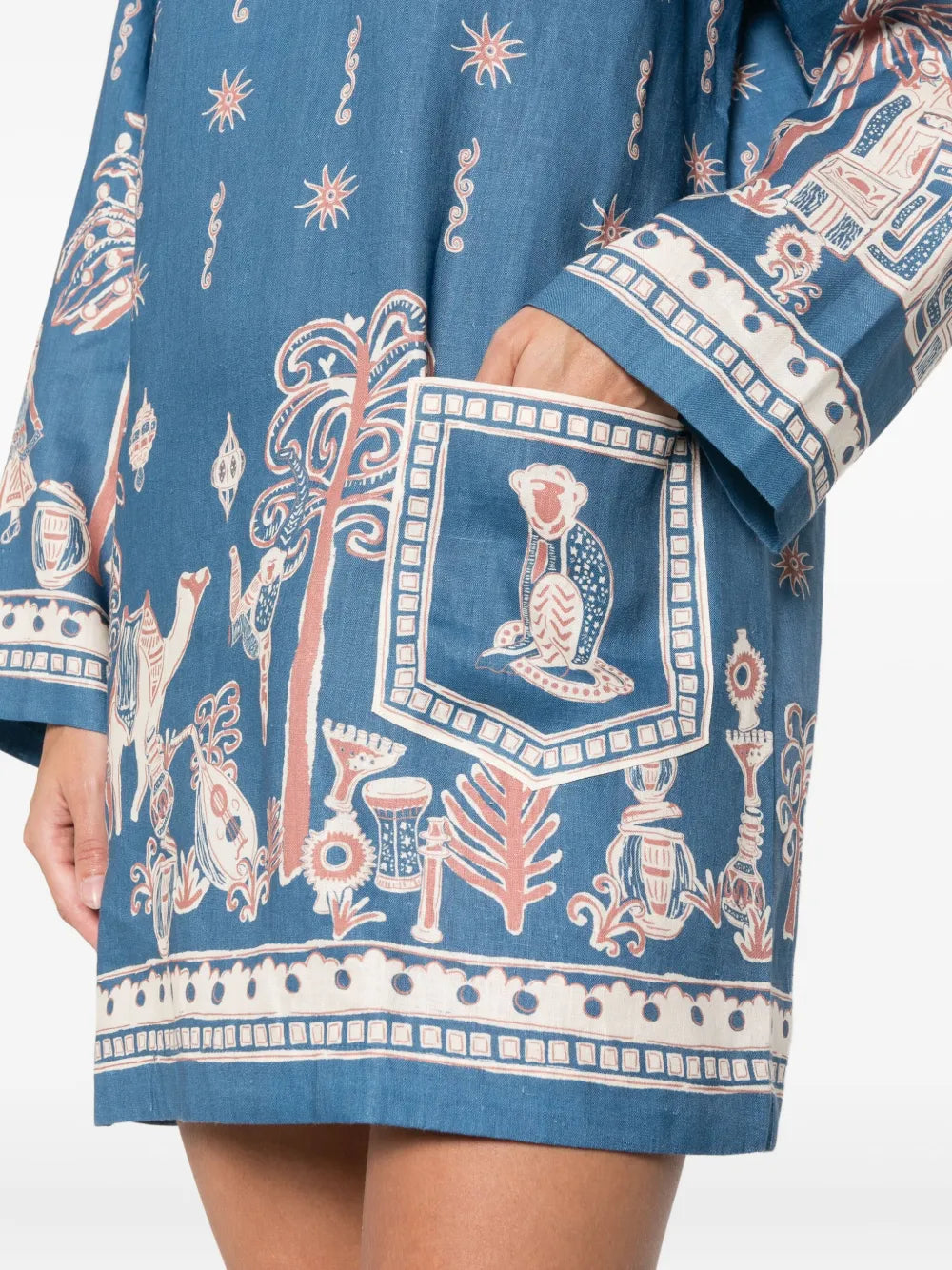 Acacia collared graphic-print mini dress
