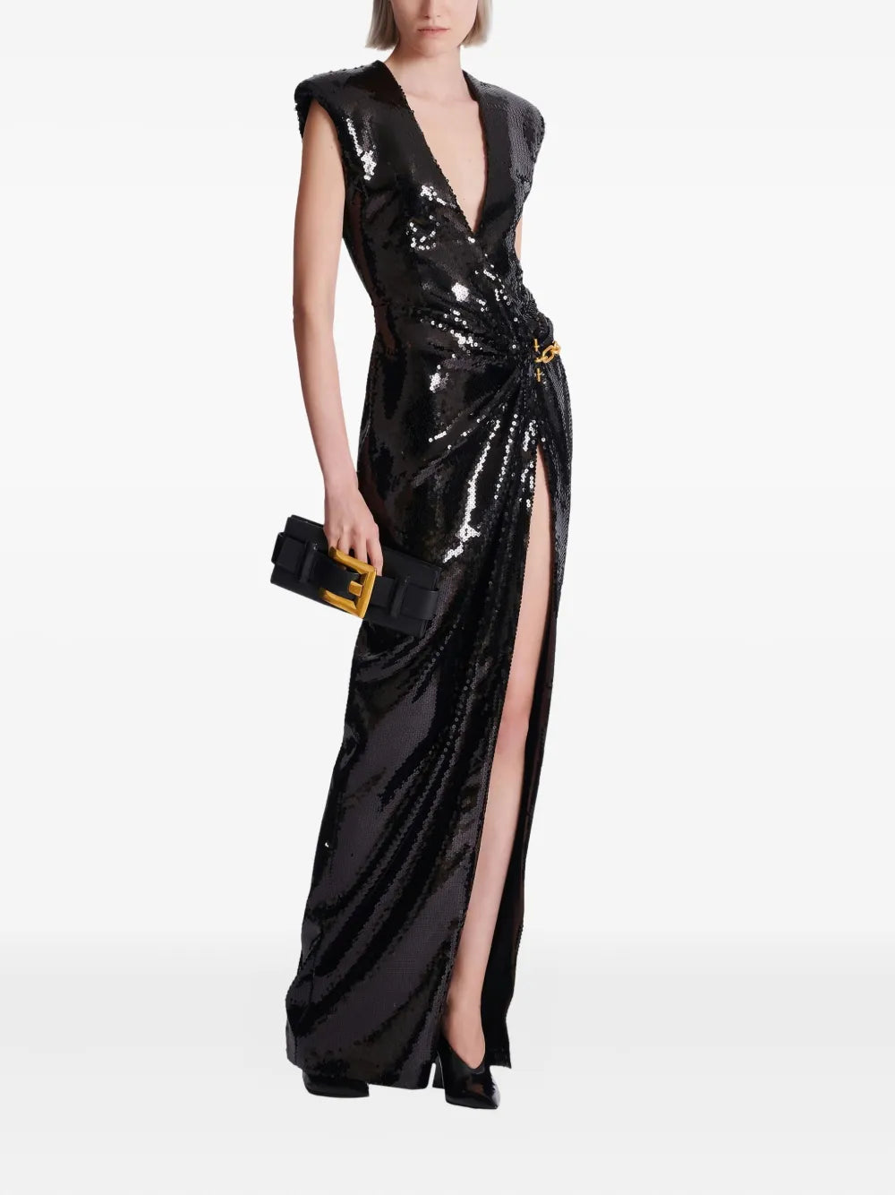 draped sequin-embellished dress