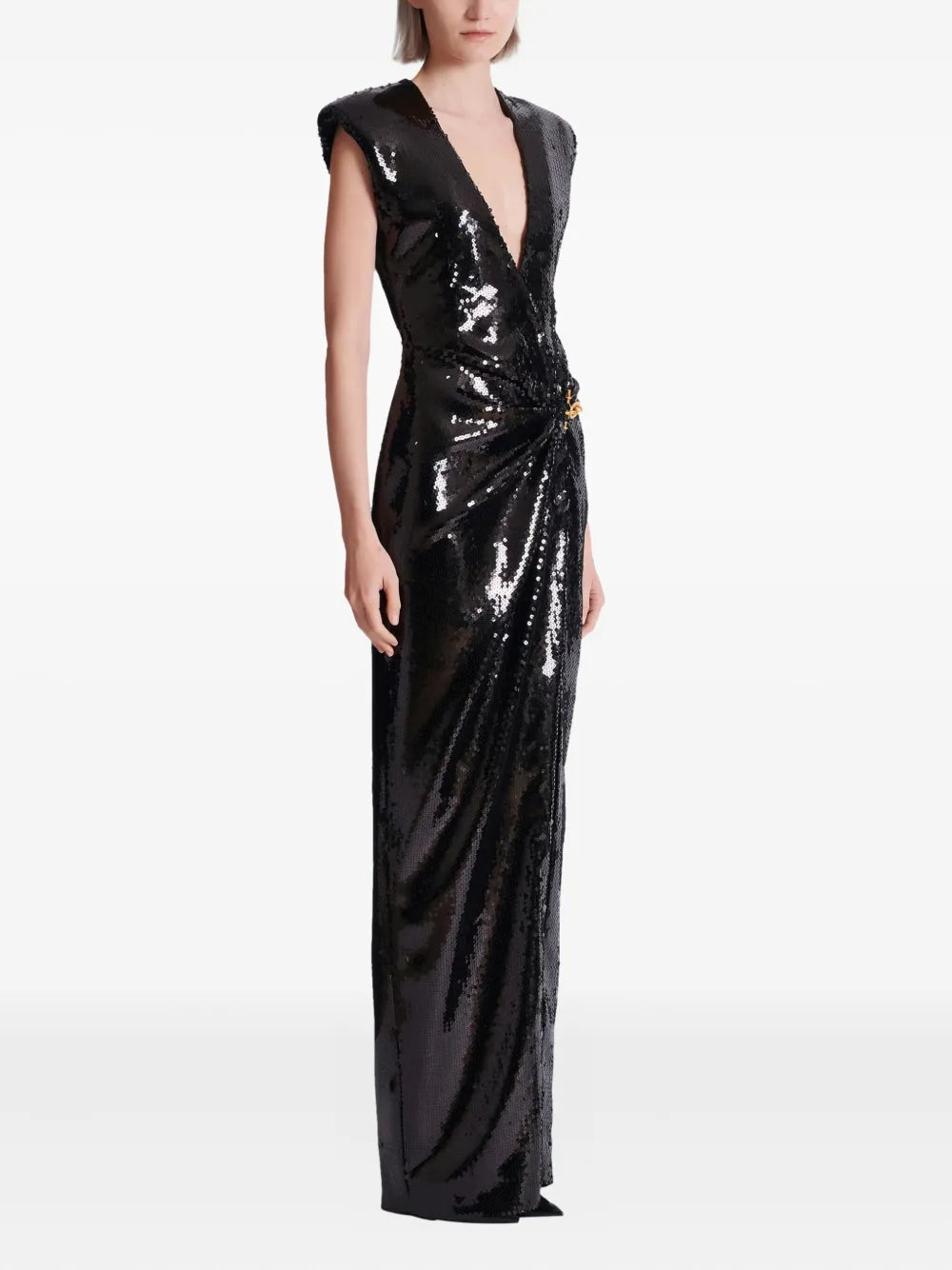 draped sequin-embellished dress