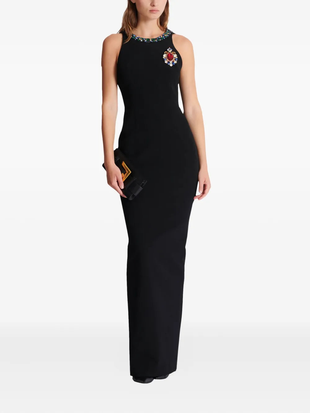 jewel-embellished velvet dress