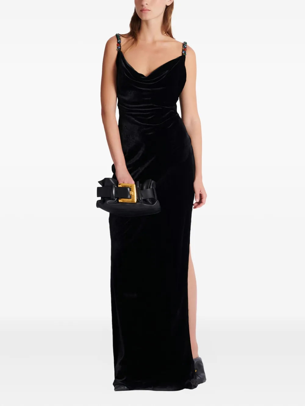 jewel-embellished velvet dress
