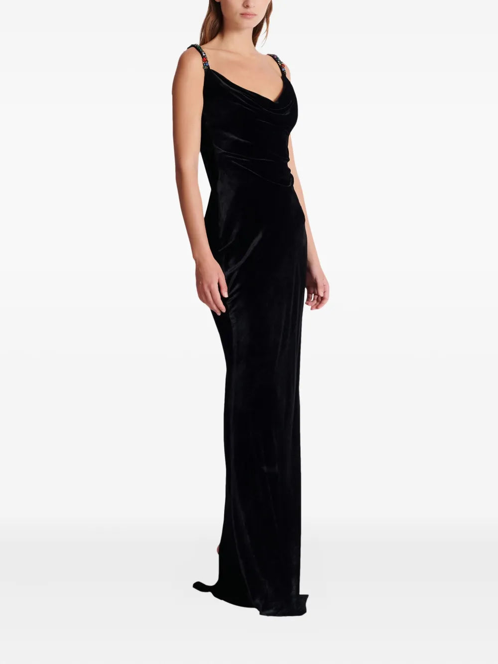 jewel-embellished velvet dress