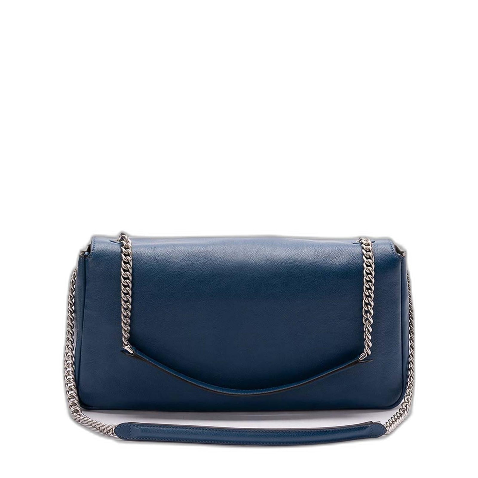 Baguette Chain Large Blue Leather Bag