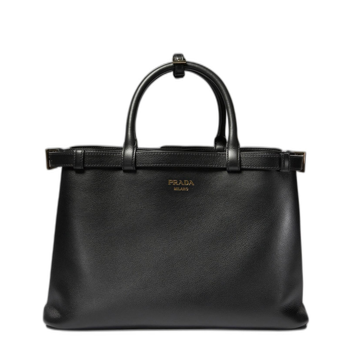 Buckle Medium Grainy Leather Handbag