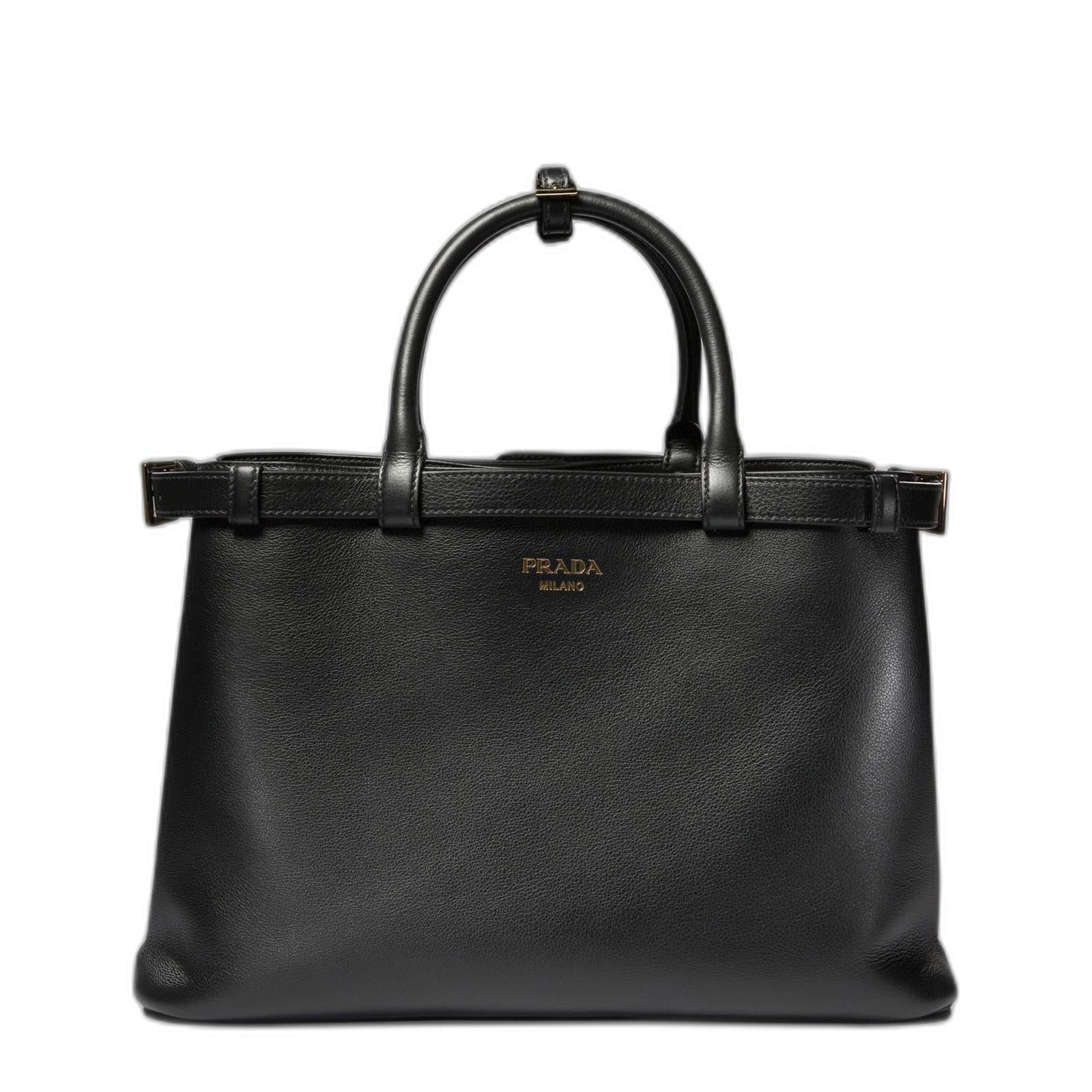 Buckle Medium Grainy Leather Handbag