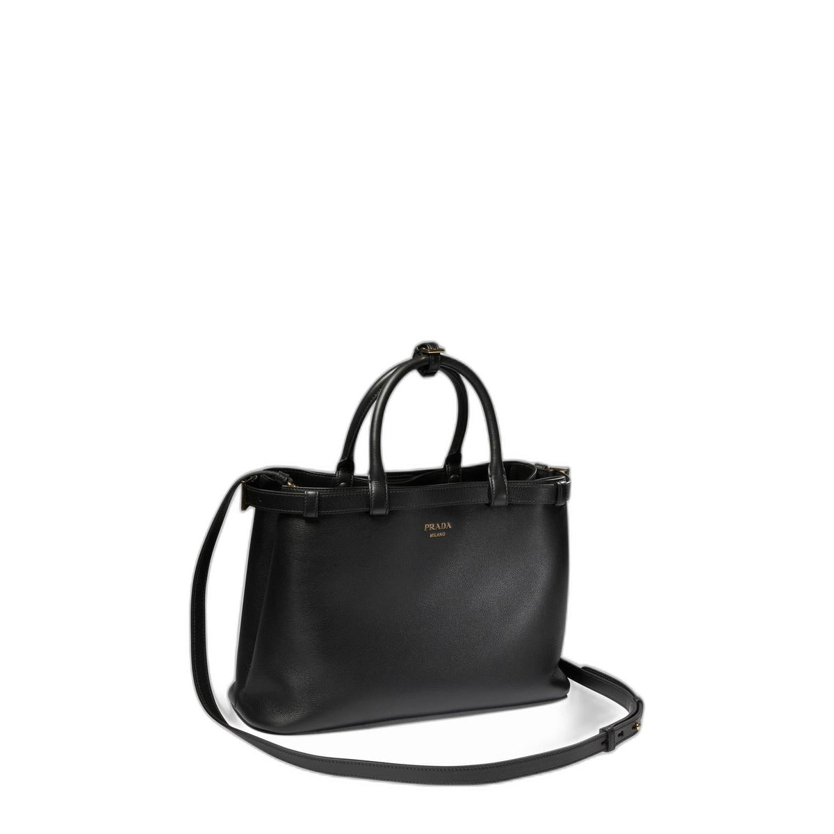 Buckle Medium Grainy Leather Handbag