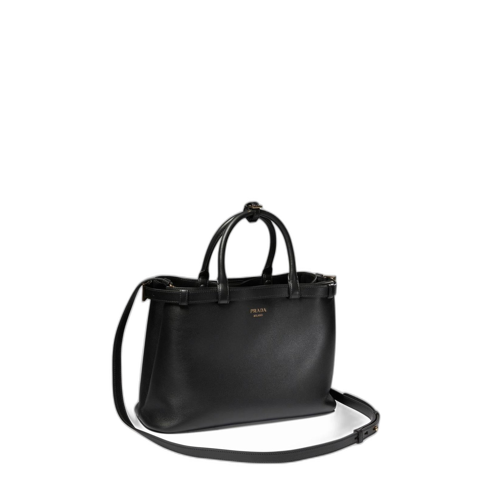 Buckle Medium Grainy Leather Handbag
