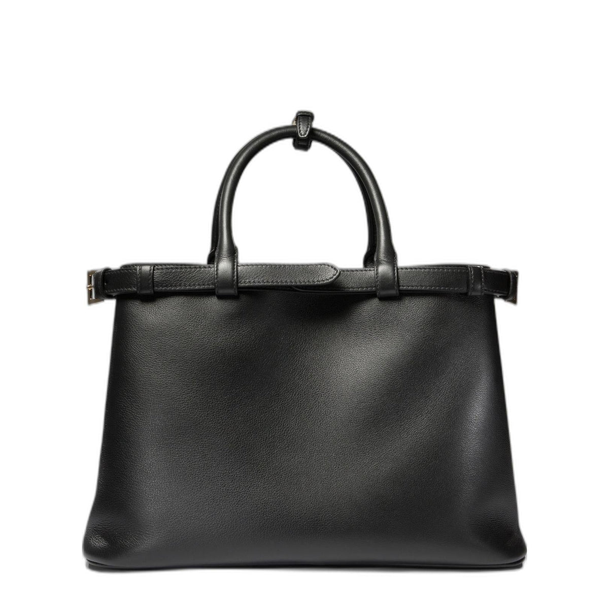 Buckle Medium Grainy Leather Handbag