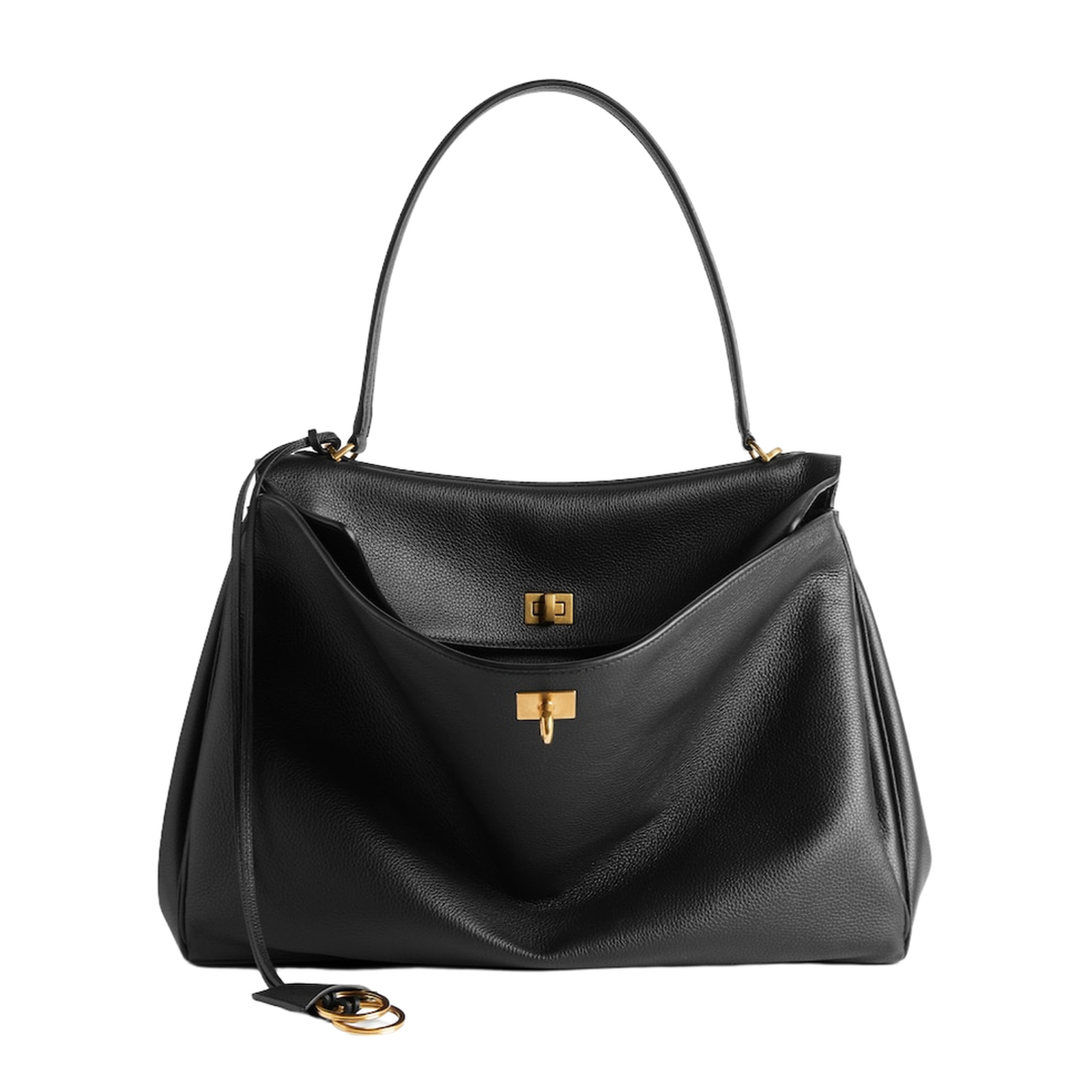 Women's Rodeo Handbag Large Grained Calfskin in Black